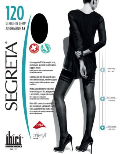 Silhouette Derm 120 - Autoreggente - 7/8 Compressiva Italiana Anticelulite com Ácido Hialuronico e Nano Partículas de Ouro - Trata Varizes ,Celulites e Lipedema - Image 2