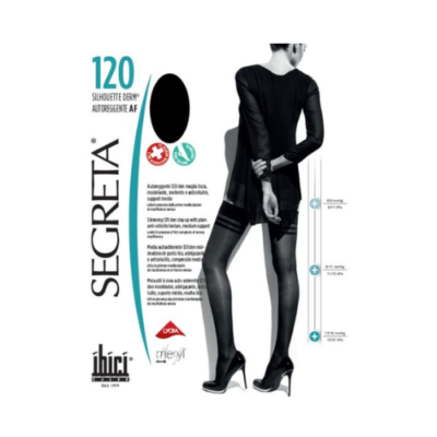 Silhouette Derm 120 - Autoreggente - 7/8 Compressiva Italiana Anticelulite com Ácido Hialuronico e Nano Partículas de Ouro - Trata Varizes ,Celulites e Lipedema