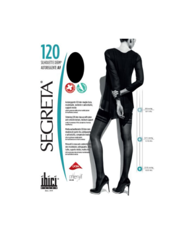 Silhouette Derm 120 - Autoreggente - 7/8 Compressiva Italiana Anticelulite com Ácido Hialuronico e Nano Partículas de Ouro - Trata Varizes ,Celulites e Lipedema